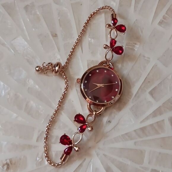 Women's Red Stones Adjustable Watch - Picture 5 of 15